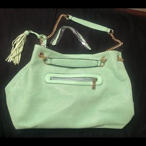 Turquoise Mesh Shoulder Purse